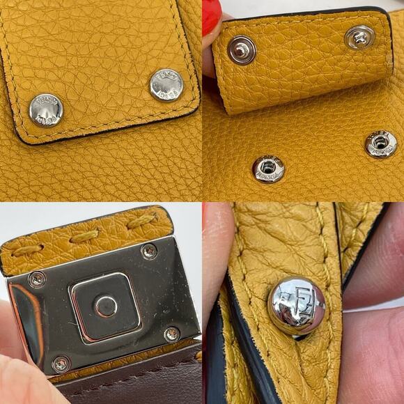 Fendi Tangerine Yellow Leather Selleria Baguette Crossbody Bag - Picture 9 of 16